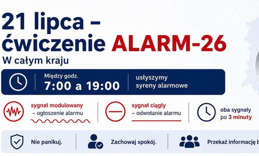 Zdjęcie do Uwaga! Og&oacute;lnopolskie ćwiczenia system&oacute;w ostrzegania ludności &bdquo;Alarm 2026&rdquo;